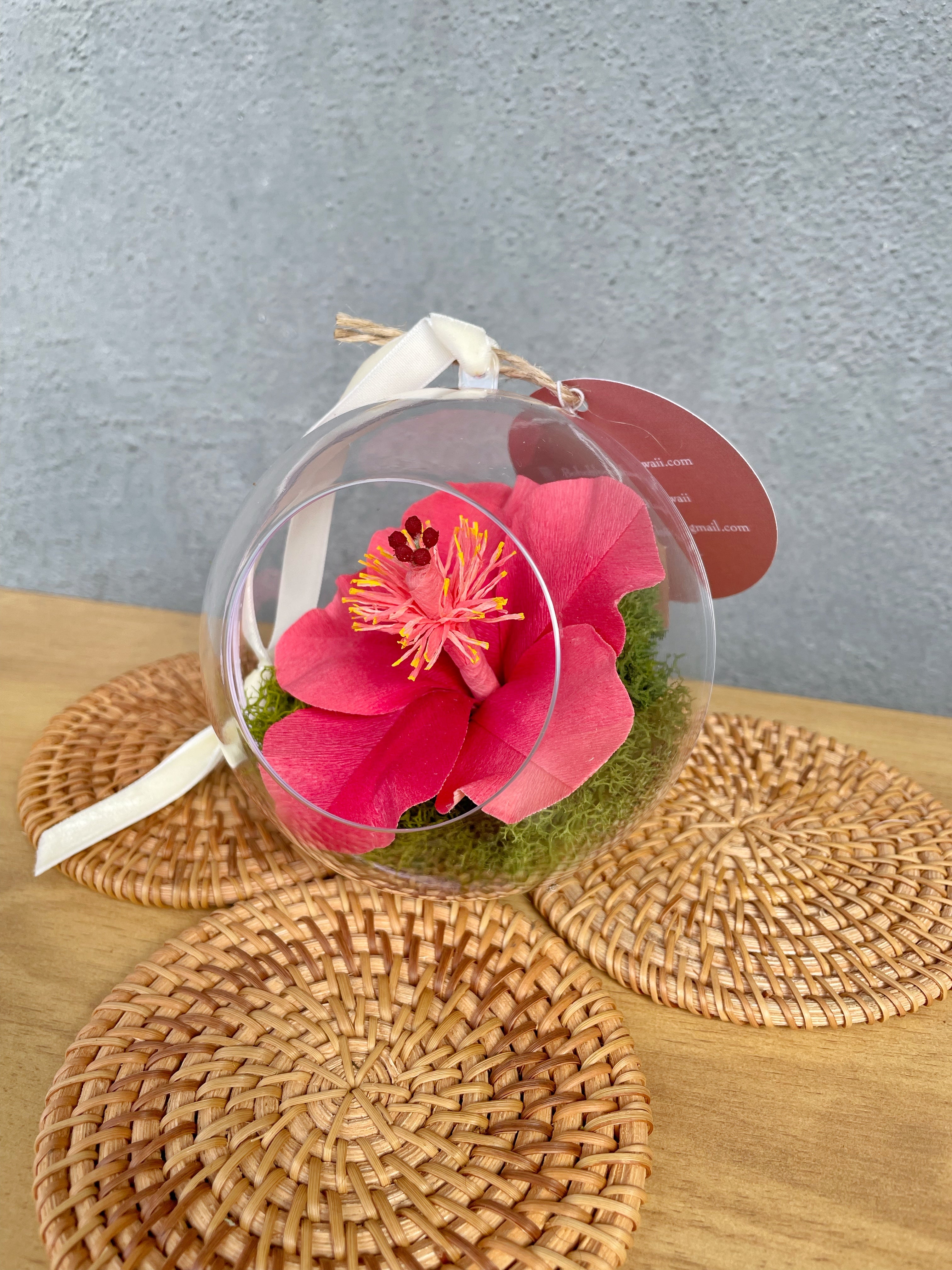 Clear Globe Hibiscus Ornament