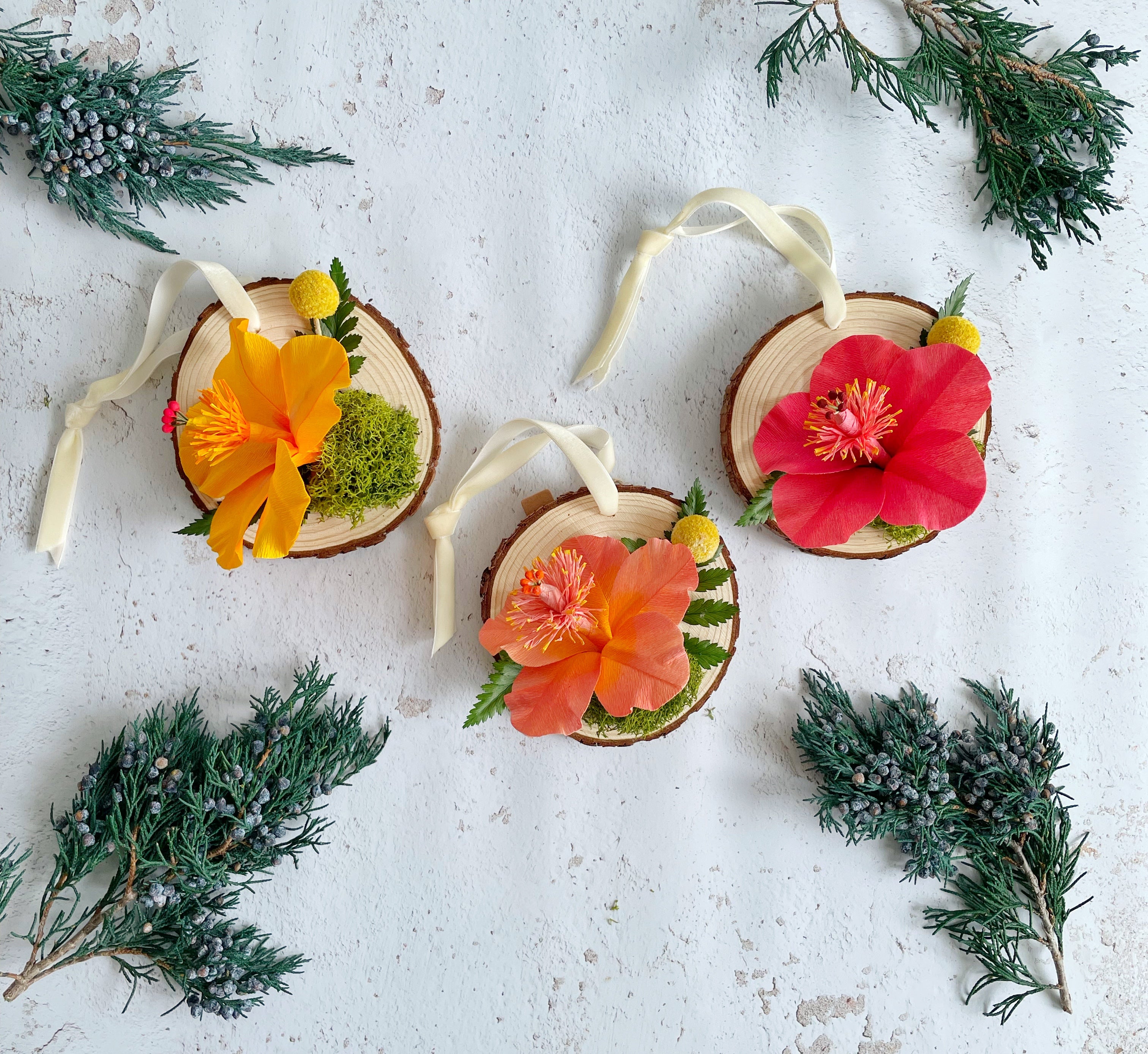Hibiscus Wood Ornament