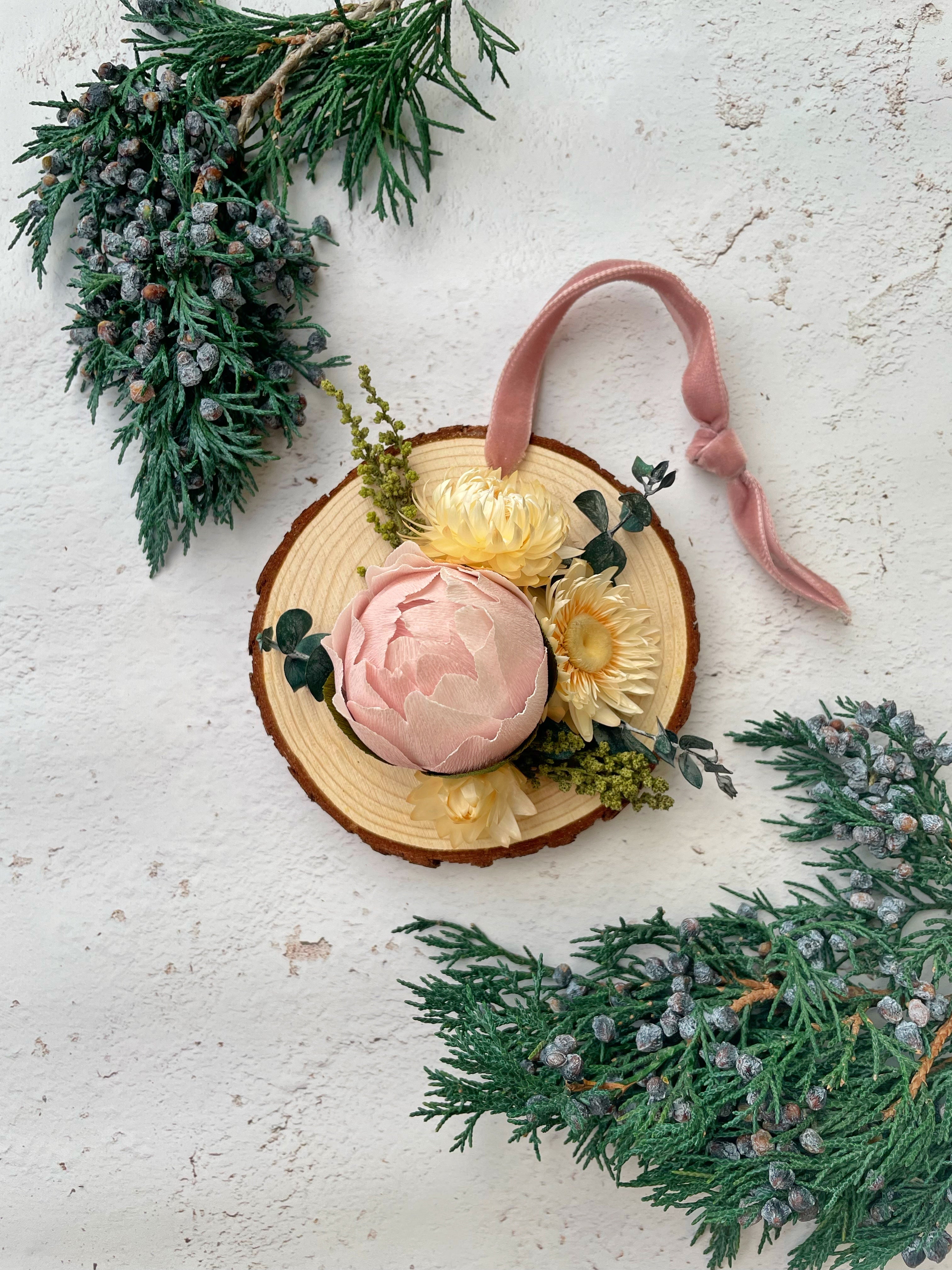 Peony Wood Ornament
